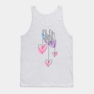 Heart Shaped Hand Draw One Continuous Line Valentines day Tank Top